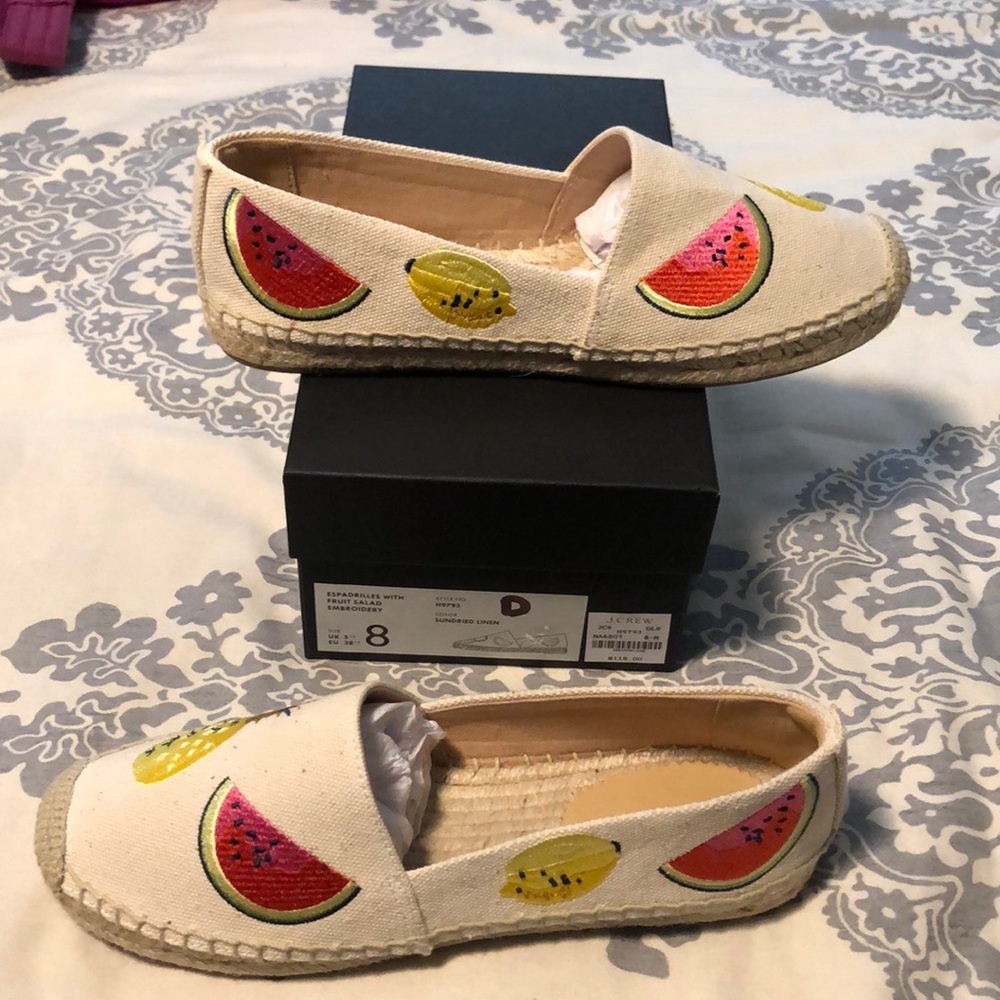 New j crew espadrilles size 8 watermelon fruit